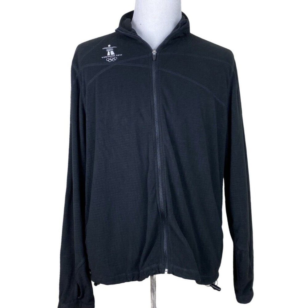 Vancouver 2010 Olympic Mens Black Fleece Full Zip Jacket Size Large